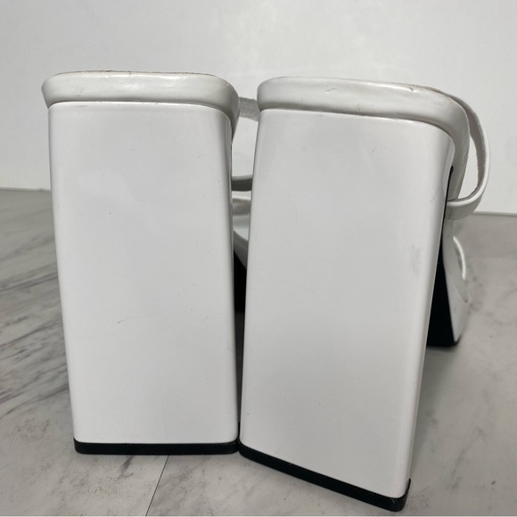 Jeffrey Campbell Hustler Square Toe White Heel Sandal 9 1/2 - Picture 4 of 14